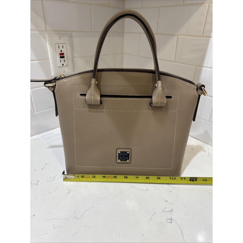 As Is Dooney and Bourke Beacon Light Taupe Leather Satchel Bag - Picture 13 of 17